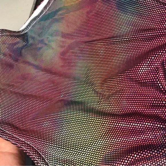 Brittany Allen multicolored metallic one shoulder sports bra sz S - Picture 7 of 9